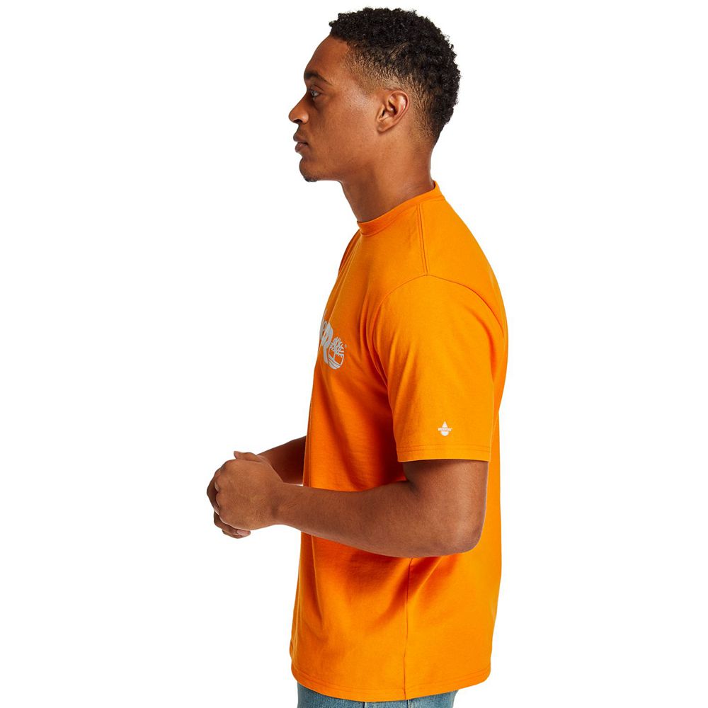 Camisetas Timberland Hombre Pro® Manga Corta Base Plate Wicking Logo Naranjas - Chile SHI-850713